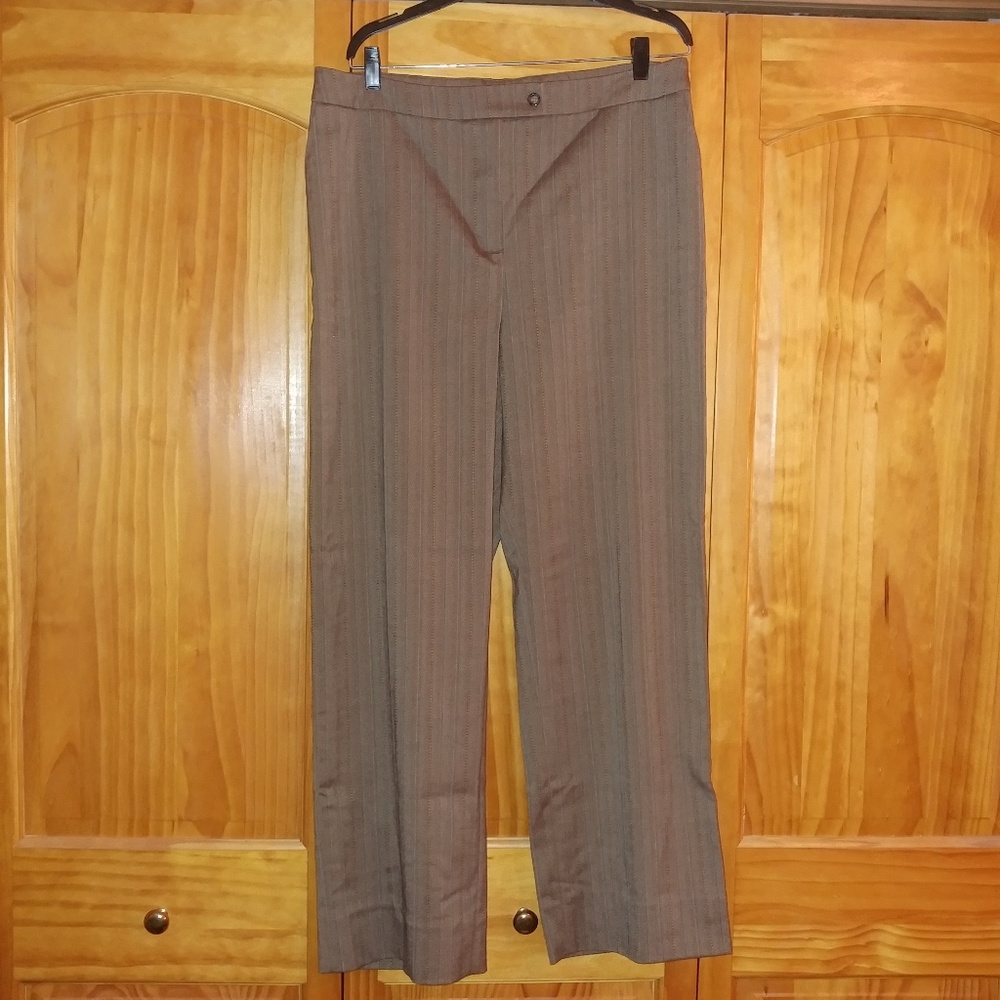 Coldwater Creek brown pinstripe trousers size 16